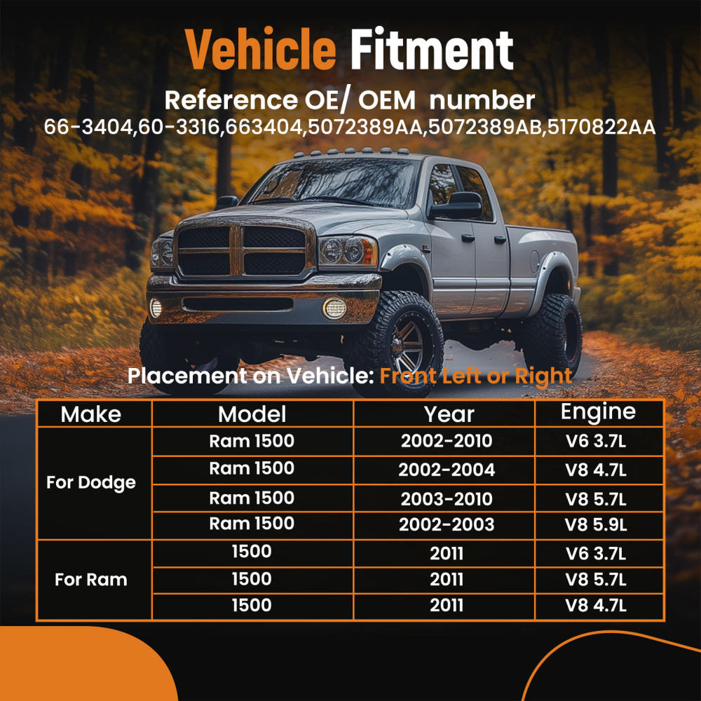 Albero CV Anteriore compatibile per Dodge Ram 1500 V6 V8 4WD 2002-11 66-3404 5072389AA Nero