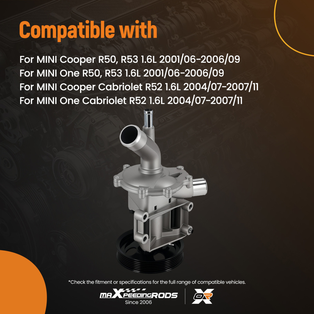 Coolant Water Pump Unit compatible for MINI One/Cooper R50 R53 1.6L 11511485846 2001-2006