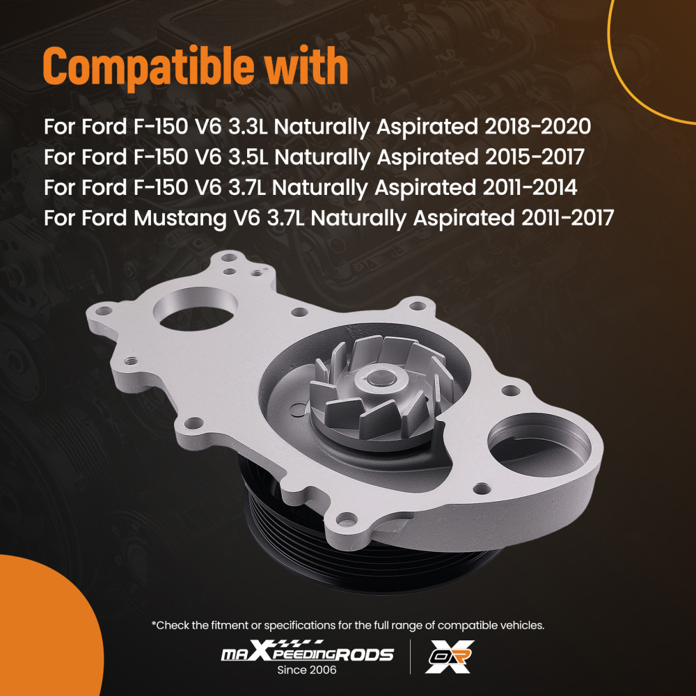 Coolant Water Pump compatible for Ford F-150 V6 3.5L 3.7L 2011-2017 125-3285 Belt Driven