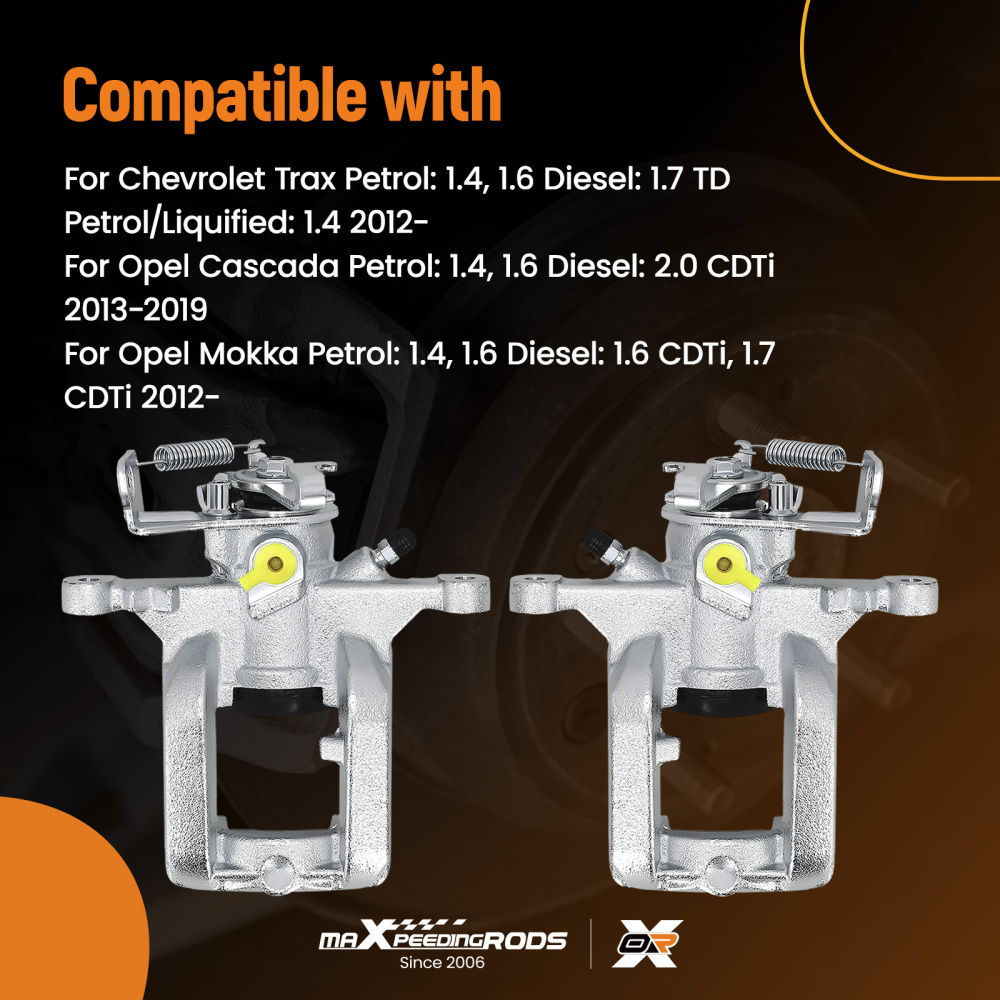 Rear Left Right Brake Caliper compatible for Chevrolet Trax 2012- Compatible for Opel Mokka 2012- 13300884