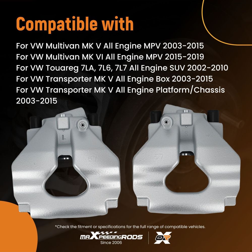 Pair Front Floating Caliper compatible for VW Transporter V VI Touareg 2002-2019 7L6615123F