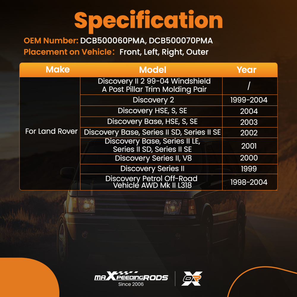 LR Windshield A Pillar Finisher Post Trim Molding compatible for Land Rover Discovery MK2