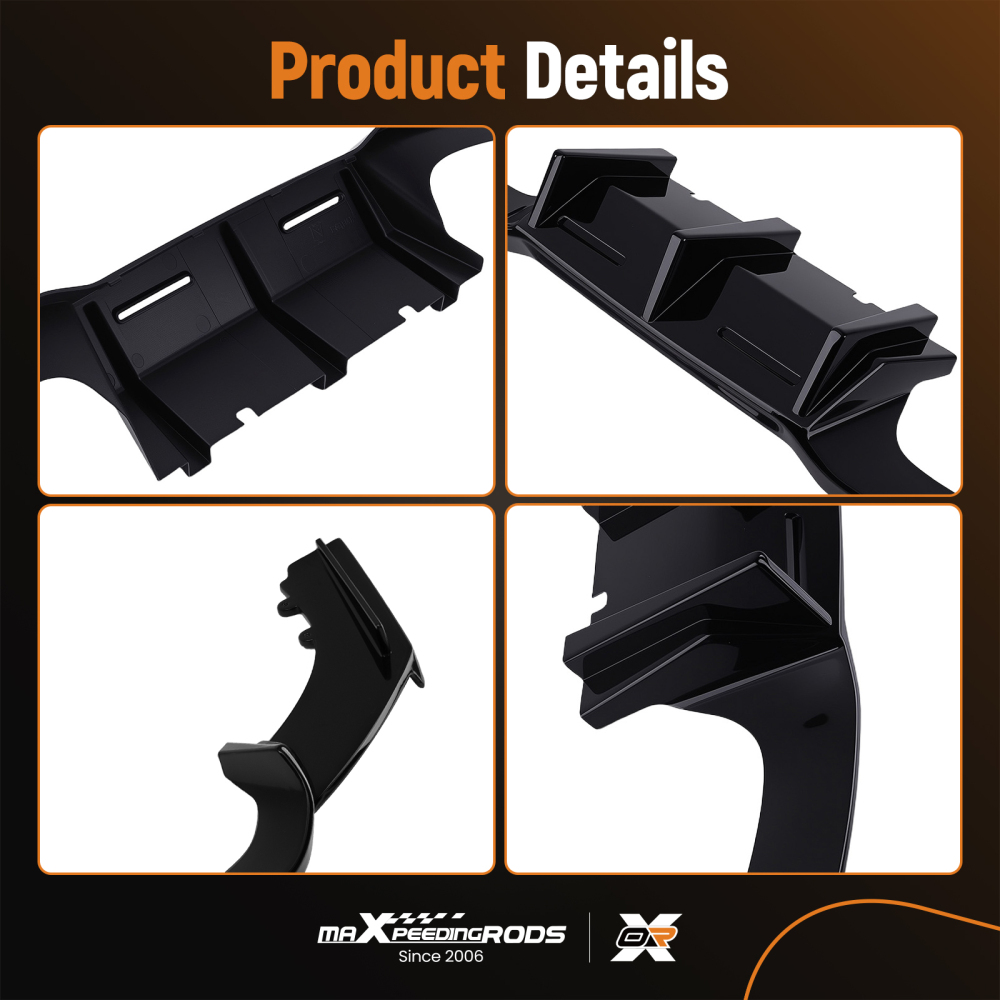 Rear Bumper Lip Diffuser GLOSS BLACK compatible for BMW F87 M2 M2C 2016-2020