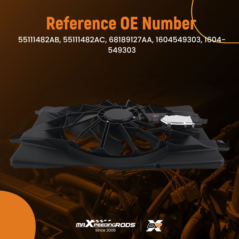 5-Blade Radiator Fan compatible for Dodge Dart 2013-2016 1604549303 240W 55111482AC