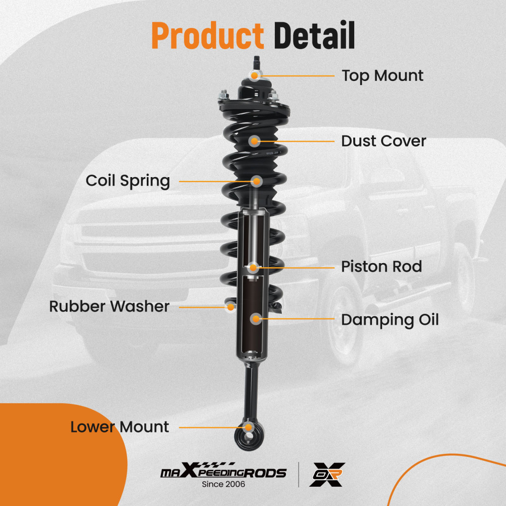 2x Front Left + Right Strut Spring compatible for Toyota Tacoma 2005-2015 2.7L 4.0L