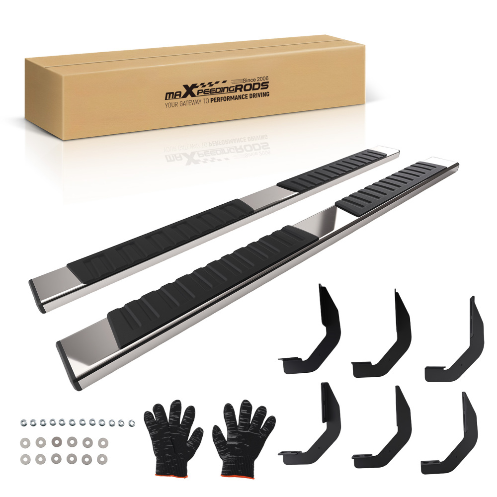 Side Steps Running Boards compatible for Nissan Frontier Crew Cab 2005-2024 Black Silver