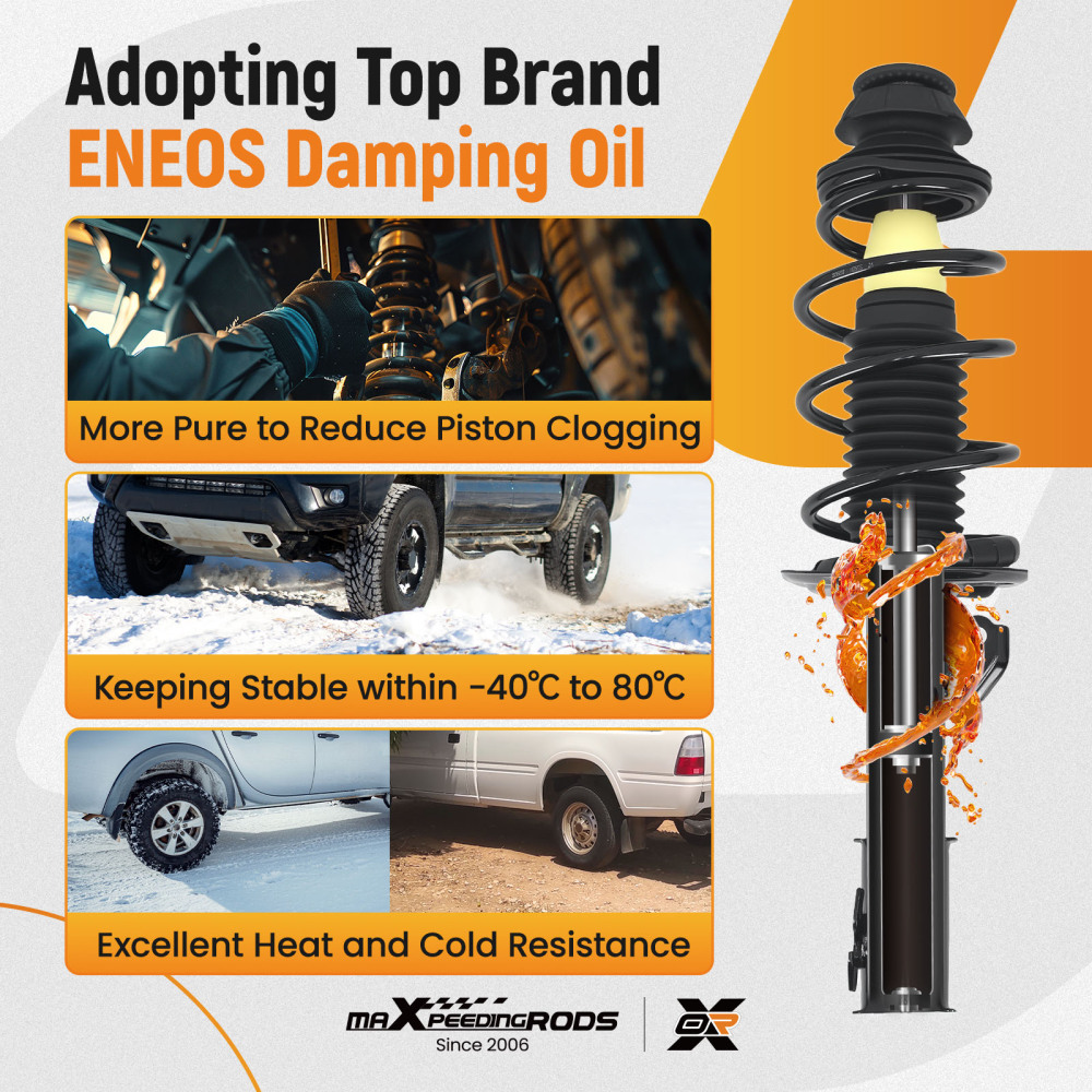 Pair Front Struts Shock w/ Coil Spring Assembly compatible for Toyota Yaris 2006-2011 2012