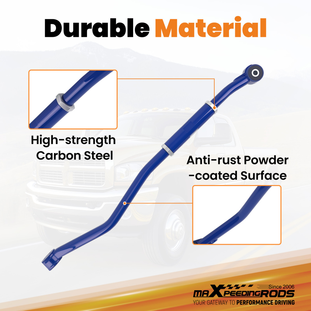 For 2003-2013 compatible for Dodge Ram 2500 3500 HD Adjustable Track Bar 0-3 Lift Blue AMI suspension arms