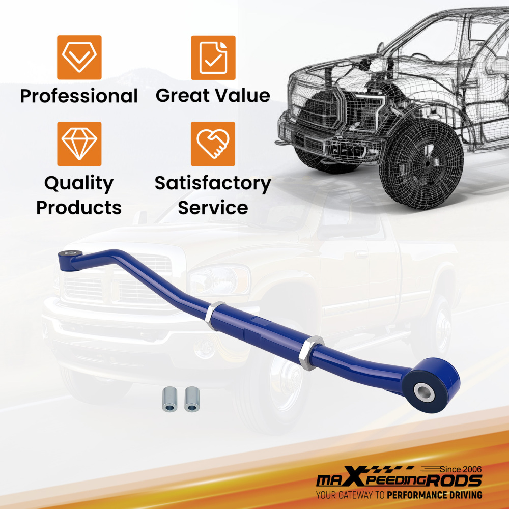 For 2003-2013 compatible for Dodge Ram 2500 3500 HD Adjustable Track Bar 0-3 Lift Blue AMI suspension arms