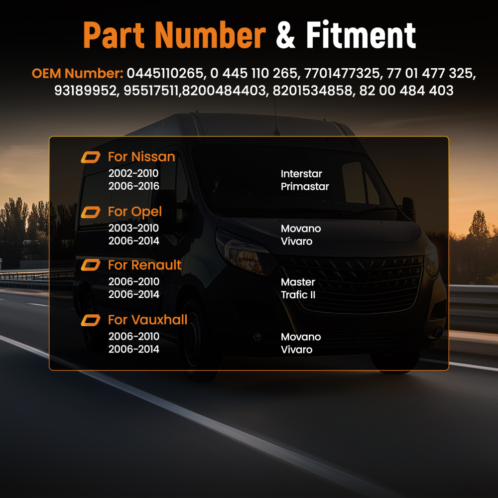 Fuel Injector Nozzle compatible for Vauxhall Movano 2006-2010 Vivaro 2006-2014 2.5L Diesel