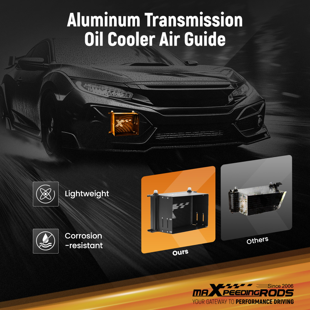 Universal 25 Row Aluminum Transmission Engine Oil Cooler Kit AN10 AN8 AN6
