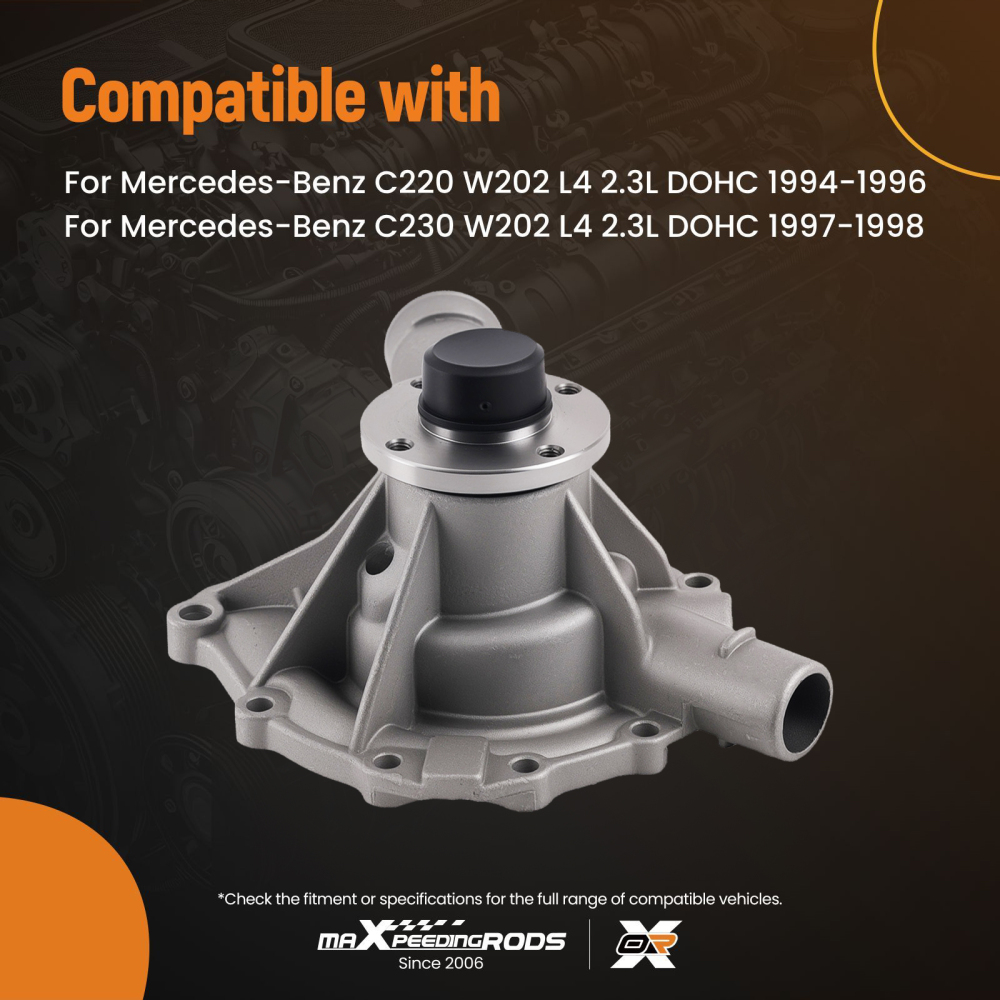 Coolant System Water Pump compatible for Mercedes-Benz C220 C230 W202 2.3L 1994-98 PA6808