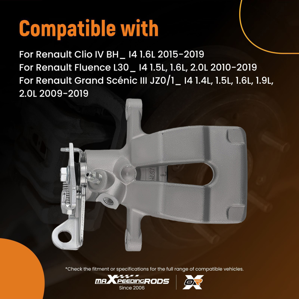 Rear Left Brake Caliper compatible for Renault Megane 2/3/4 Clio Fluence Scénic Twingo Wind