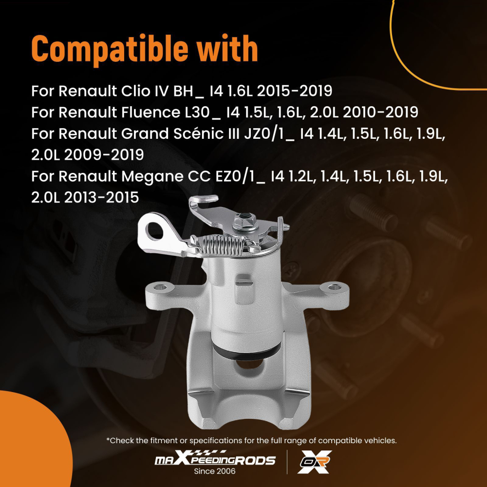 Brake Caliper Rear Right compatible for Renault Clio IV 2015-2019 Fluence 10-19 7711135737