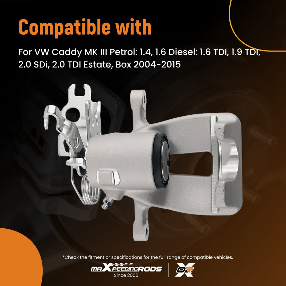 Brake Caliper Rear Left compatible for VW Caddy MK3 III 1.4 1.6 1.9 2.0 2004-2010 2K0615423