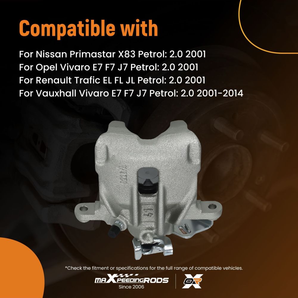 Brake Caliper Rear Right compatible for Vauxhall Vivaro F7 J7 E7 compatible for Renault Trafic EL FL JL