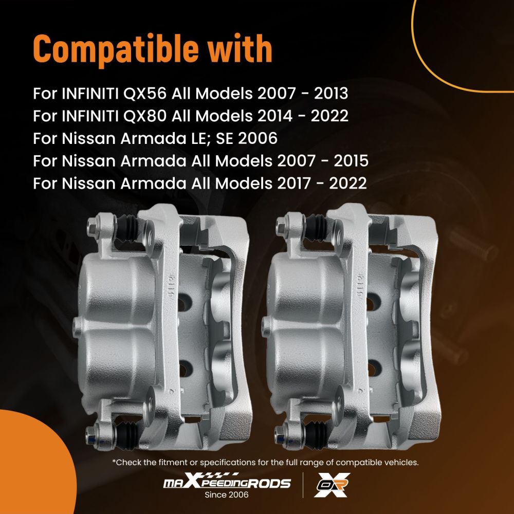 Front Disc Brake Calipers w/ Brackets compatible for INFINITI QX56 QX80 compatible for Nissan Armada Titan