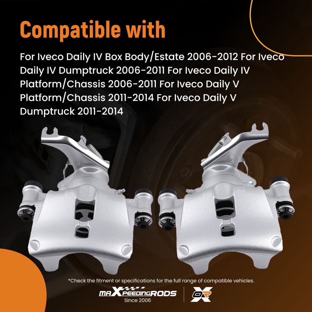 Pair Brake Caliper Rear compatible for Iveco Daily MK 4 MK 5 2006-2014 430611 430612 24mm