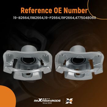 Pair Front Brake Calipers w/Bracket Assembly compatible for Toyota Highlander 2001-2007