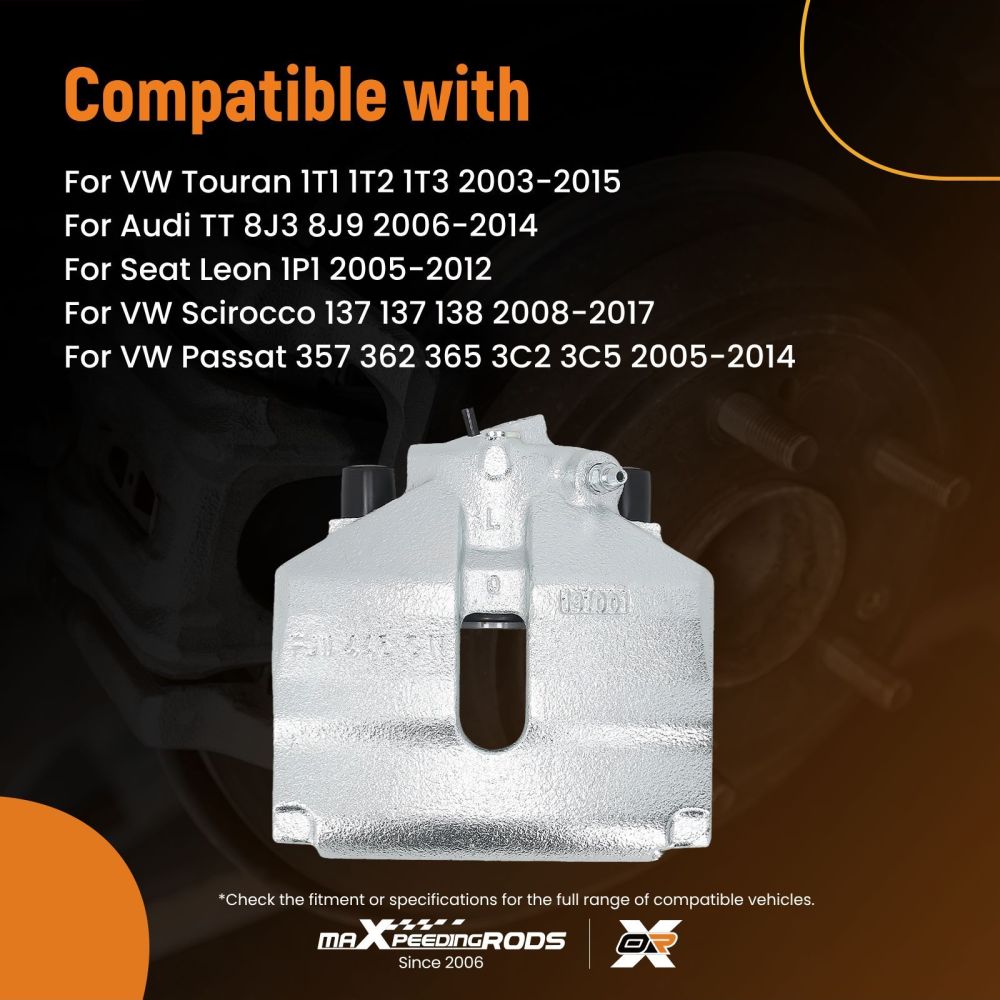 Front Left Brake Caliper compatible for Audi A1 A3 TT compatible for Skoda VW Seat Ibiza MK V 1K0615123B