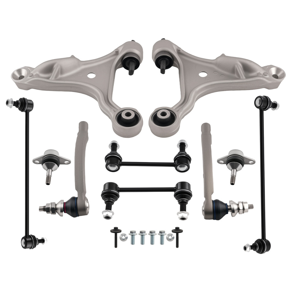 10pc Suspension Front Lower Control Arms Sway Bar compatible for Volvo S60 V70 2001-2007