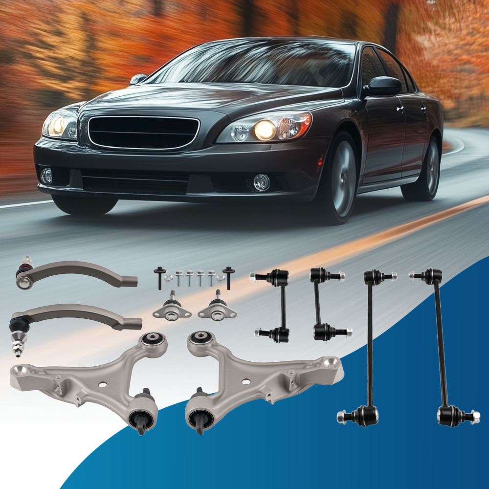 10pc Suspension Front Lower Control Arms Sway Bar compatible for Volvo S60 V70 2001-2007