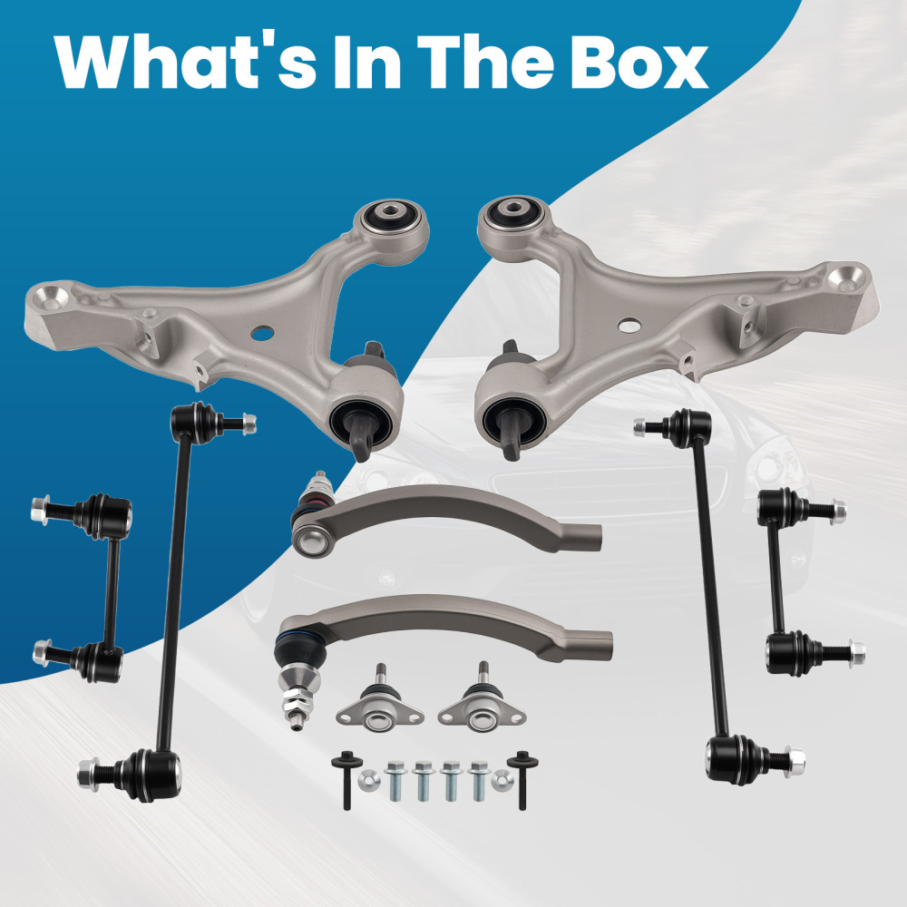 10pc Suspension Front Lower Control Arms Sway Bar compatible for Volvo S60 V70 2001-2007