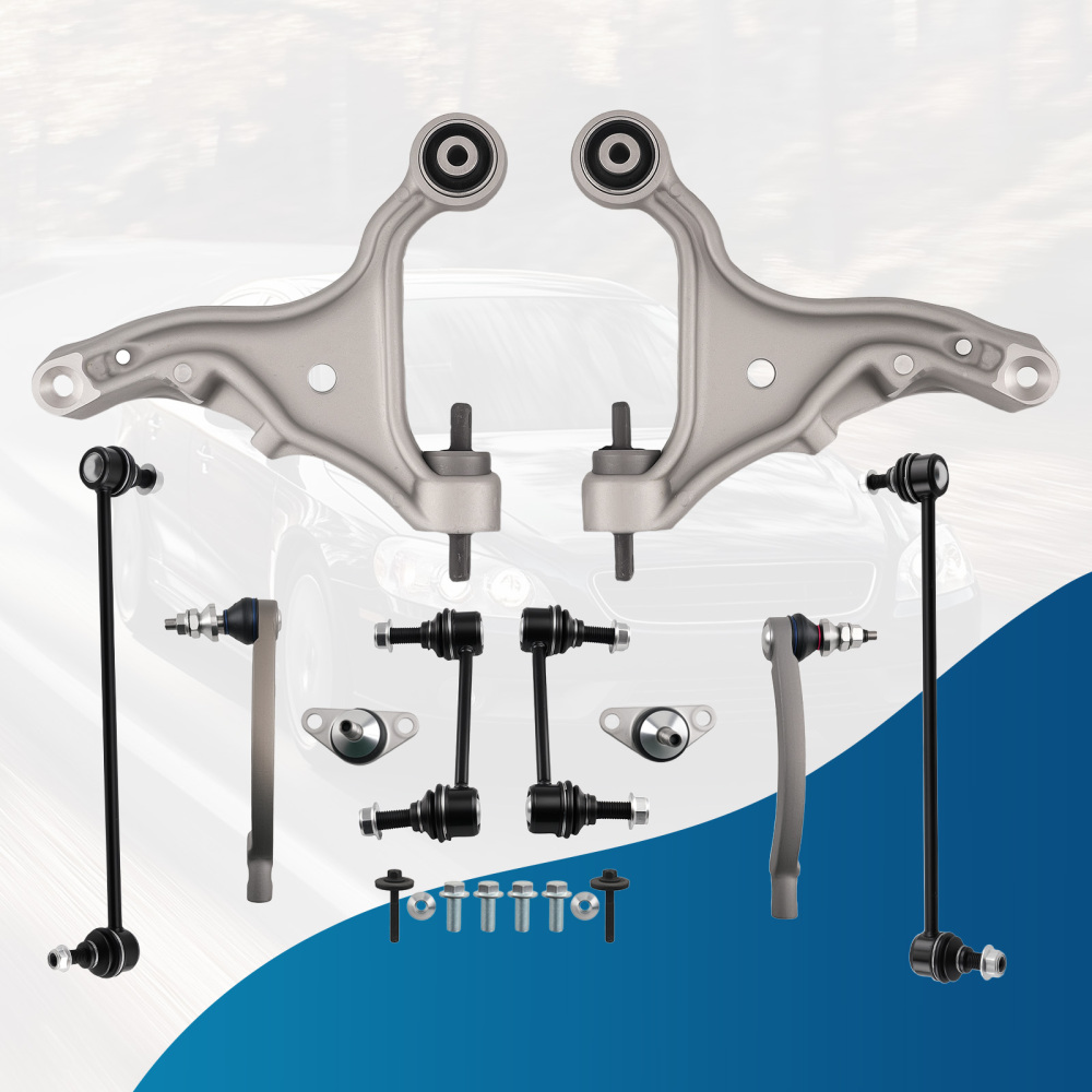 10pc Suspension Front Lower Control Arms Sway Bar compatible for Volvo S60 V70 2001-2007