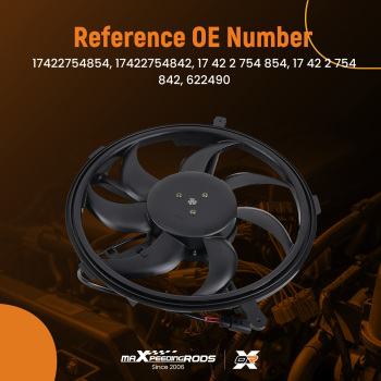 7-Blade Radiator Fan compatible for Mini Cooper L4 1.6L 2011-2016 Direct Replacement 621372