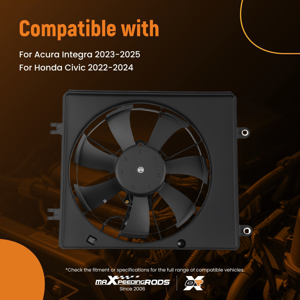 2-Pin Cooling Fan Assembly compatible for Honda Civic compatible for Acura Integra 2022-2025 3861664AA01