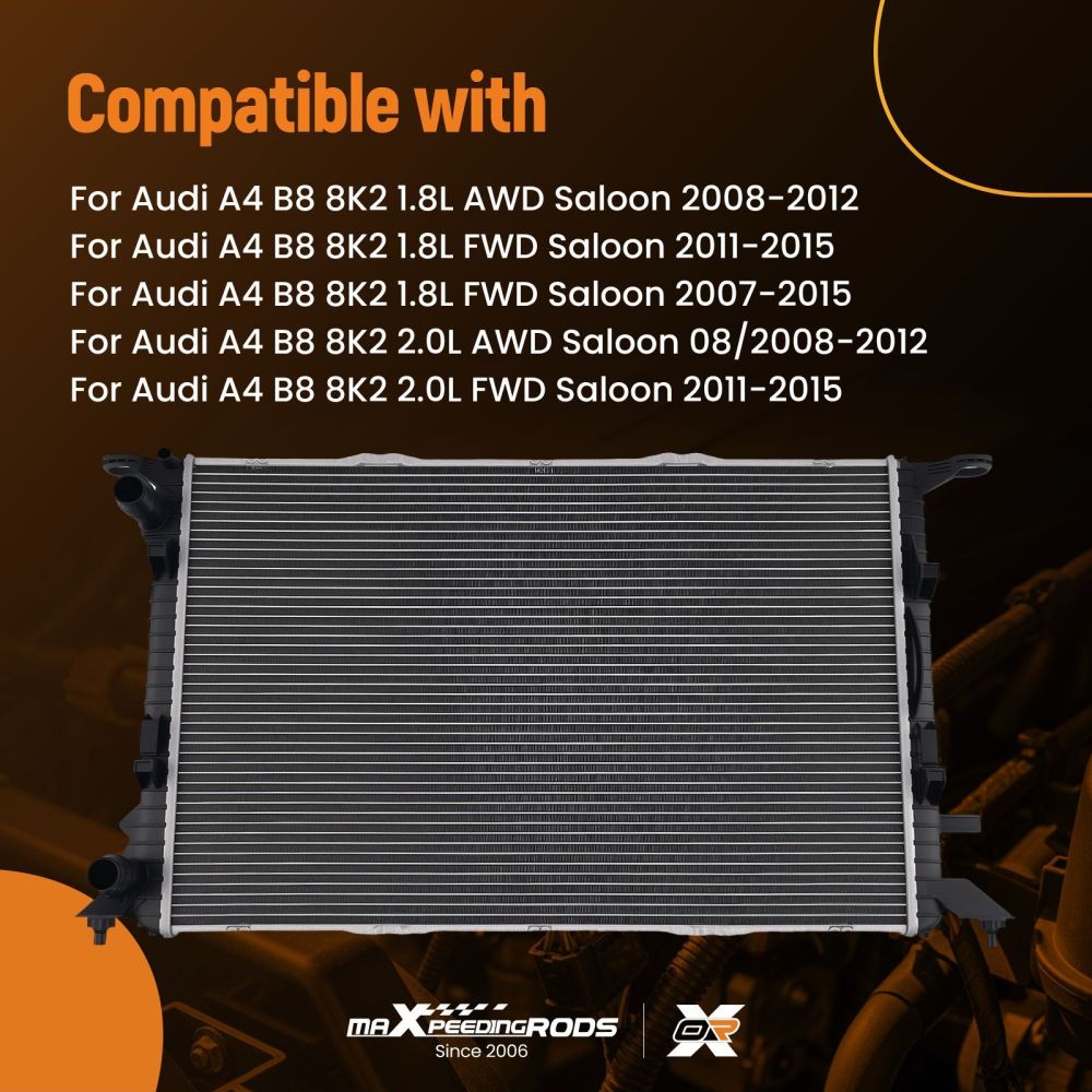 Aluminum Core Radiator compatible for Audi A4 A5 Q5 1.8L 2.0L 2007-2015 8K0121251R