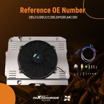 Aluminum 3 Row Radiator Fan Shroud Kit compatible for Chevy Impala 1959-1963 CU281