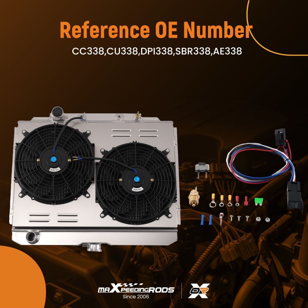 3 Row Aluminum Radiator compatible for Ford Mustang V8 4.7L/5.0L 1968-1969 compatible for Mercury Cougar