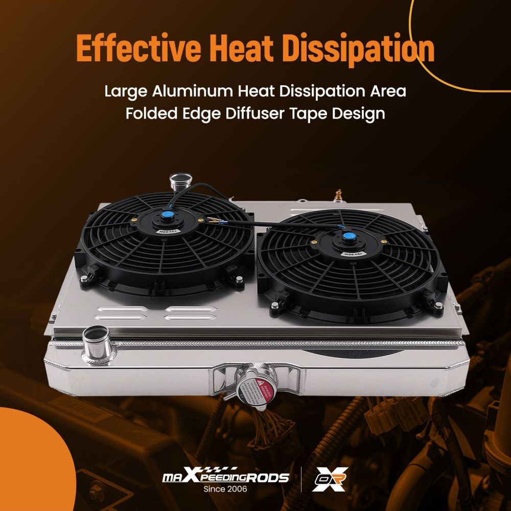 3 Row Aluminum Radiator compatible for Ford Mustang V8 4.7L/5.0L 1968-1969 compatible for Mercury Cougar