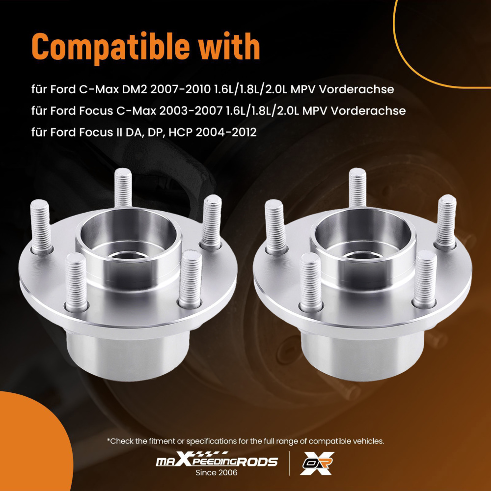 Mozzo ruota Set di cuscinetti ruota anteriore compatibile per Ford C-Max DM2 2007-2009 2010