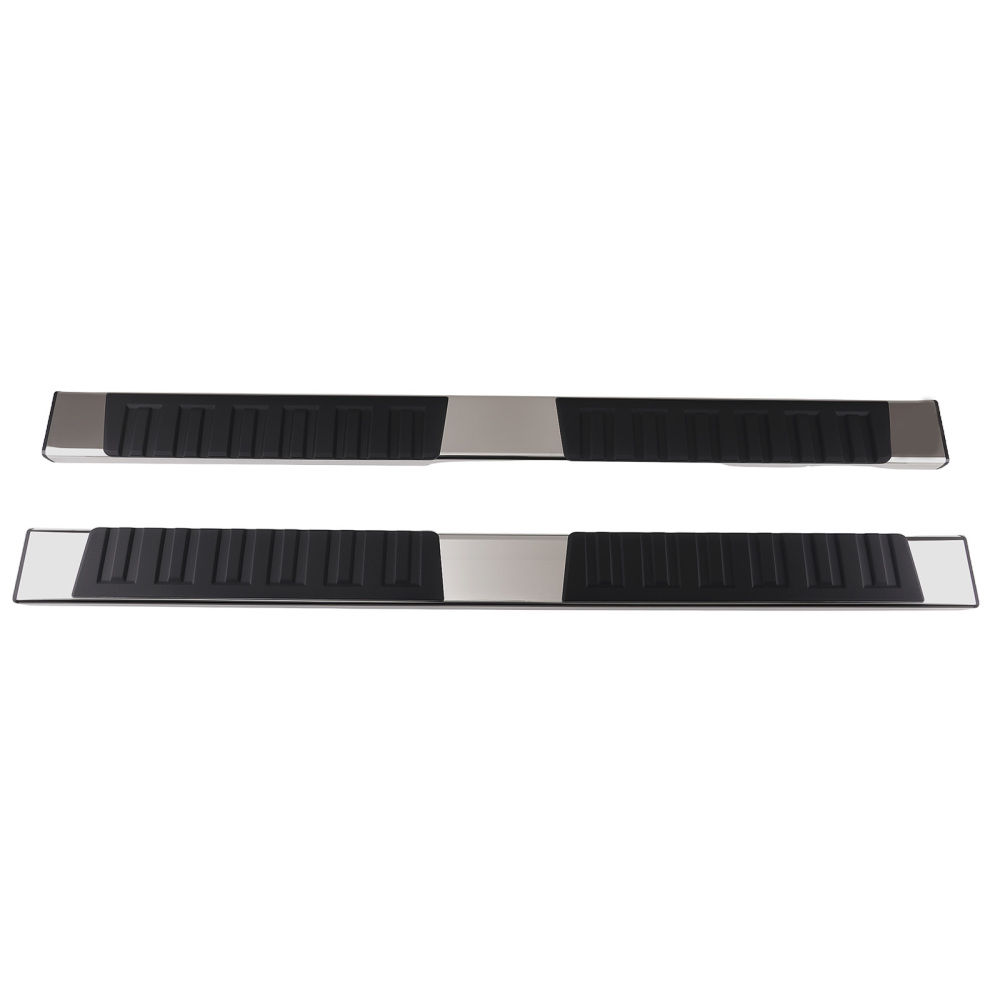 6 Wide Running Boards compatible for Ford F-150 Crew Cab 09-14 Black Silver Nerf Bars
