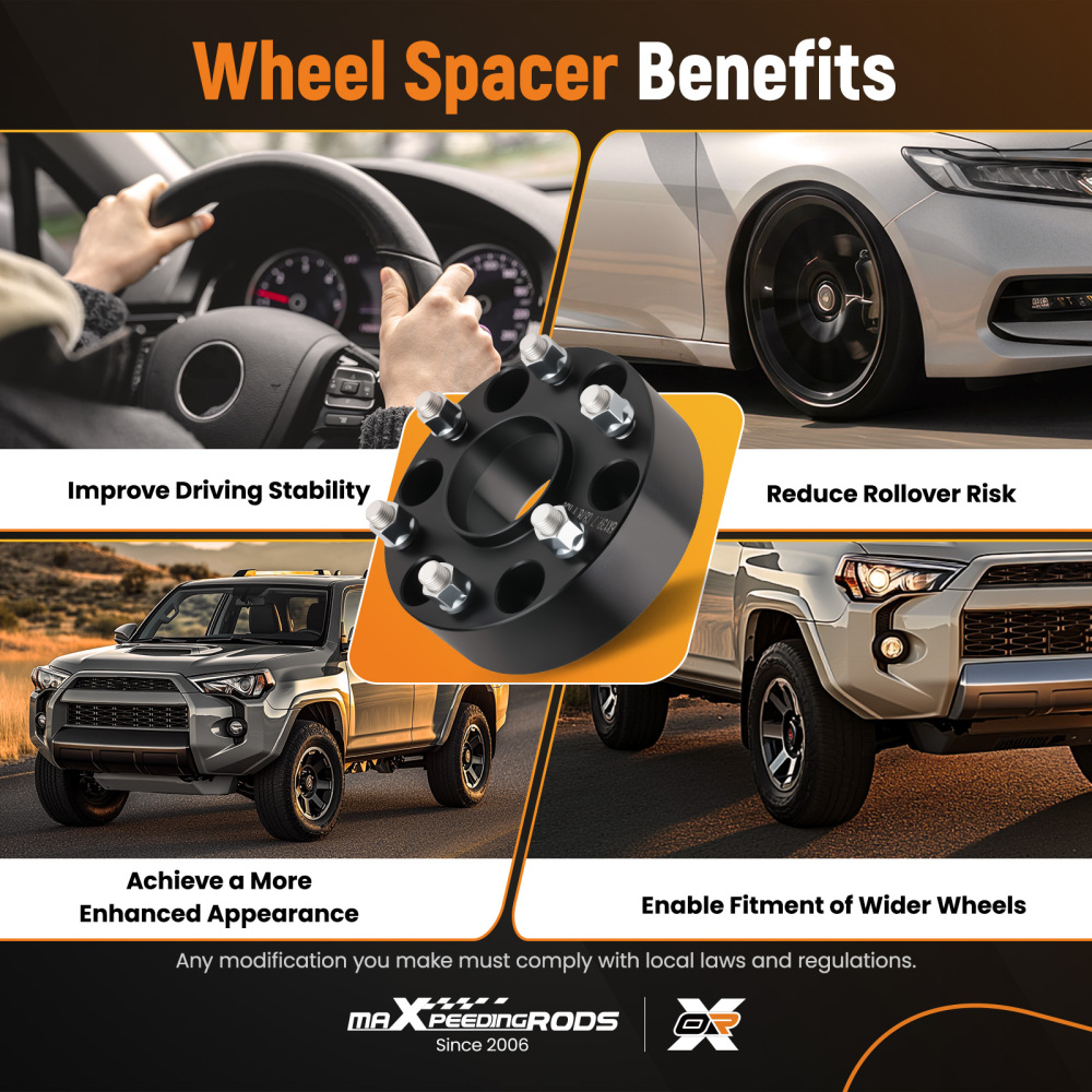 2 Inch Wheel Spacers compatible for Chevy Express compatible for GMC Savana 6x5.5 M14x1.5 2003-2016