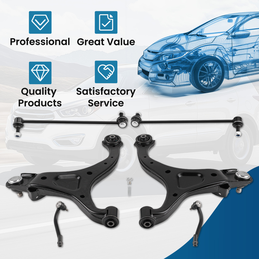 6x Front Lower Control Arm + Sway Bar End Link For Santa Fe Sorento 10 11 12 13