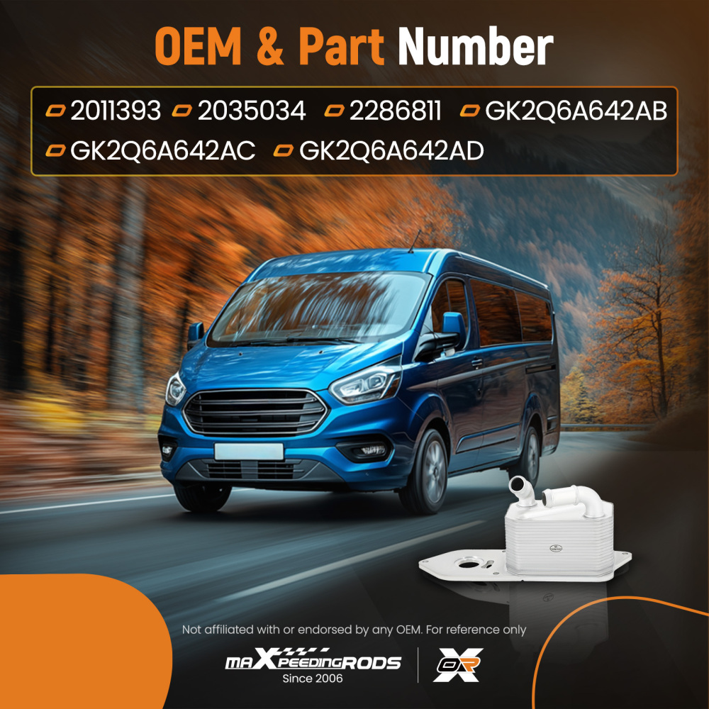 Engine Oil Cooler compatible for Ford Transit Custom V362 2.0 EcoBlue 2015-2023 GK2Q6A642AB