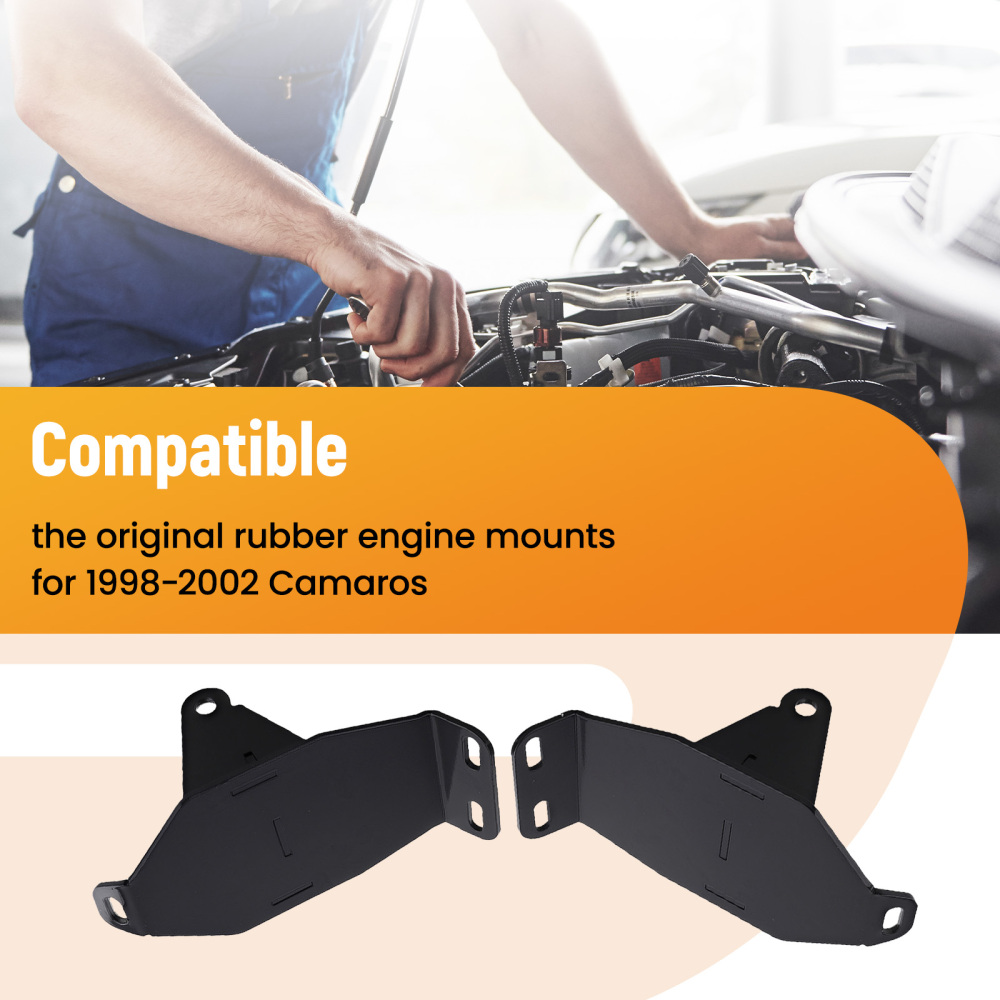 Steel Motor Mount Kit compatible for Chevy C10 compatible for GMC C1500 Truck 1967-1972 Black Finish