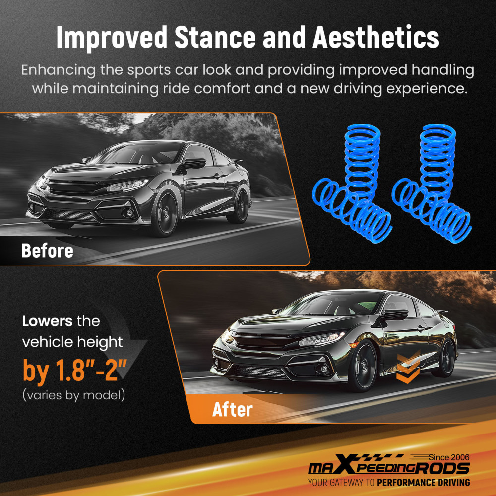 MaXpeedingrods Lowering Springs Drops 2 compatible for Honda Accord 08-12 compatible for Acura TSX 10-14
