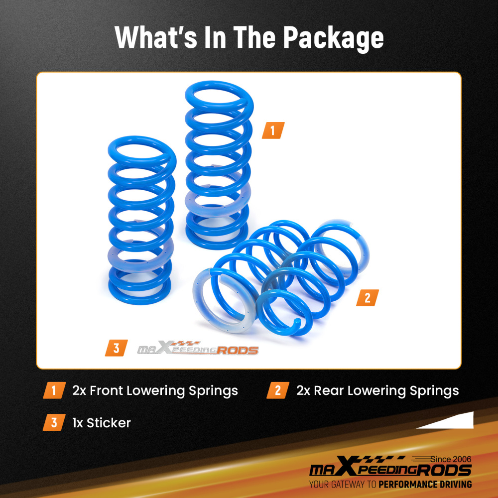 maXpeedingrods Lowering Springs Compatible for Ford Mustang Coupe 1999-2004, SAE 9254 High Tensile Coil Springs, Blue