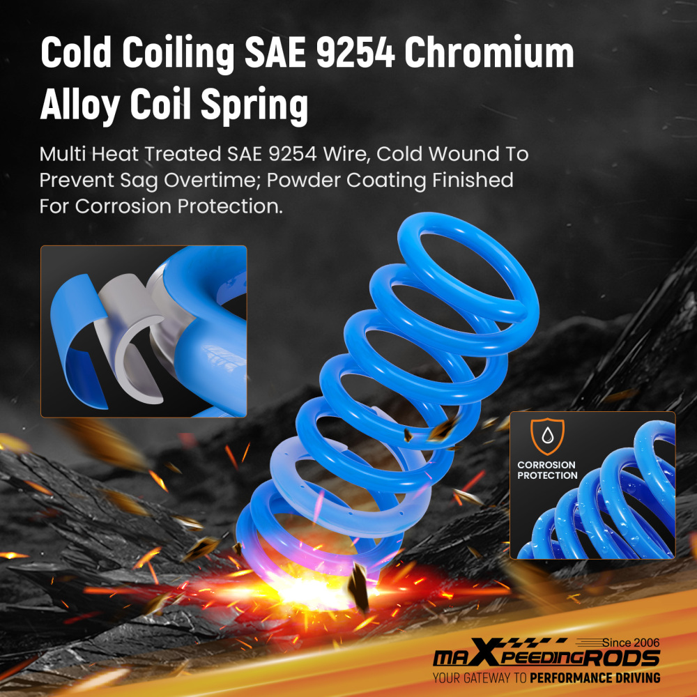 maXpeedingrods Lowering Springs Compatible for Ford Mustang Coupe 1999-2004, SAE 9254 High Tensile Coil Springs, Blue