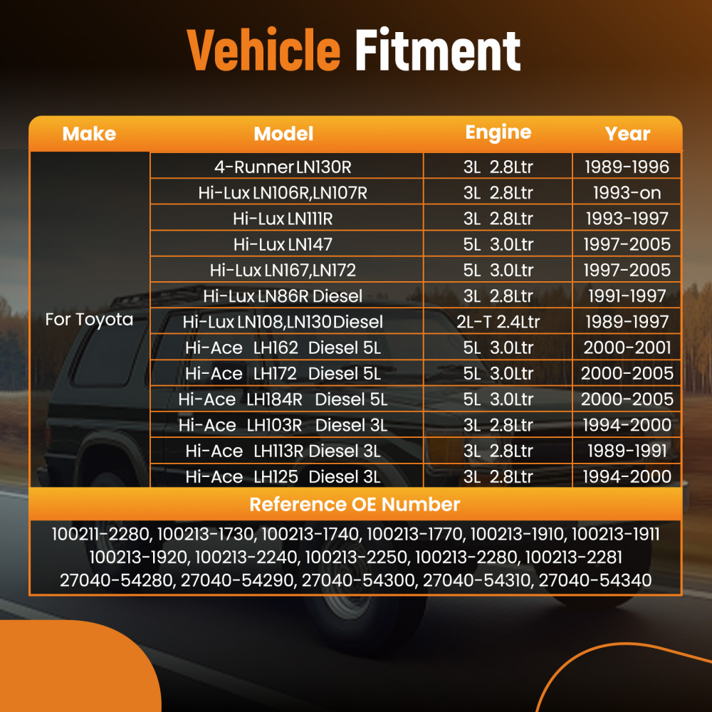 Alternator compatible for Toyota HiAce HiLux LN106 LN107 LN111 LN167 LN172 3L 5L Diesel 12V