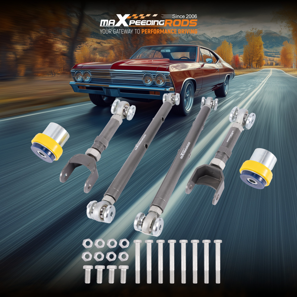 Adjustable Trailing Control Arms Kit compatible for GM A-Body 1967-1972 compatible for Chevelle Cutlass