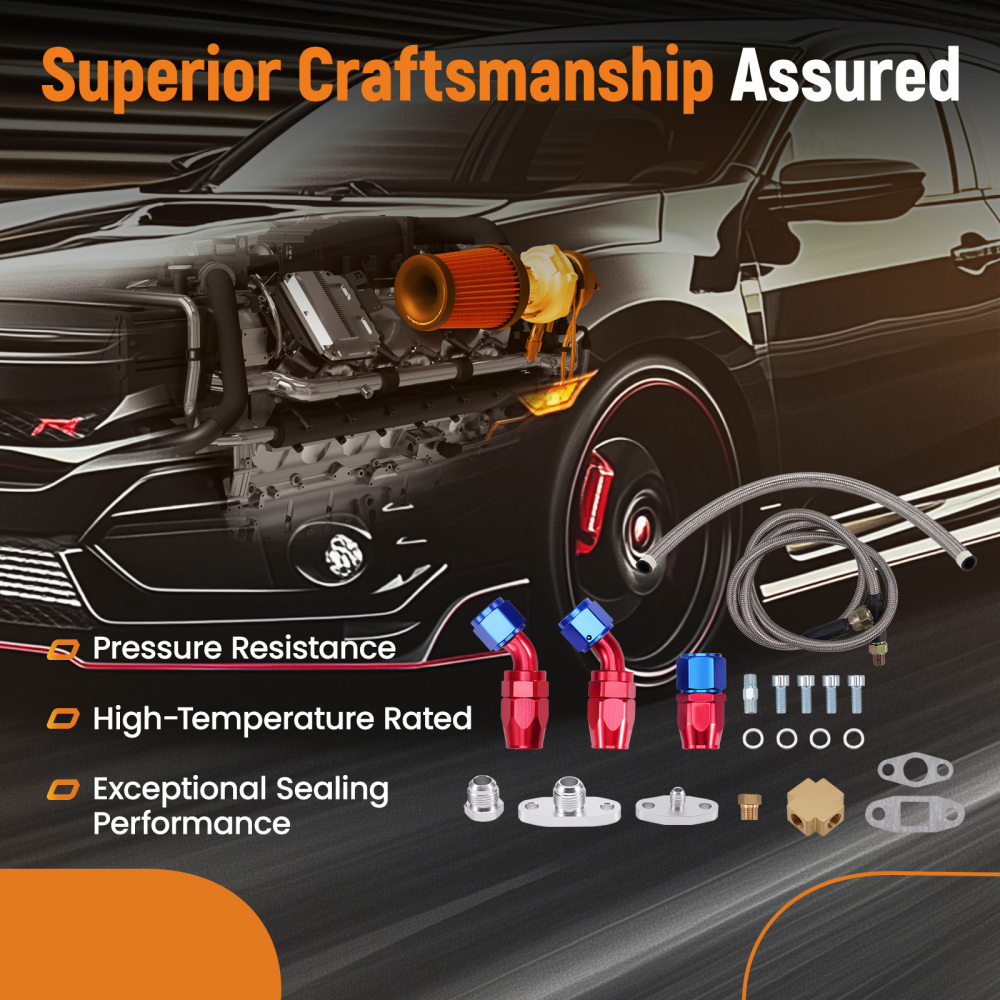 T3 T4 T70 T66 T04E Turbocharger Turbo Oil Feed Return Drain Line fitting kit SPT