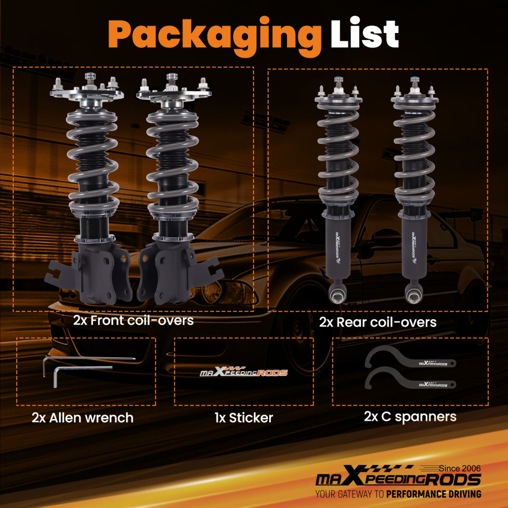 MaXpeedingrods T7 Coilovers 24 Way Damper Adjustable compatible for Nissan 240SX S13 89-94