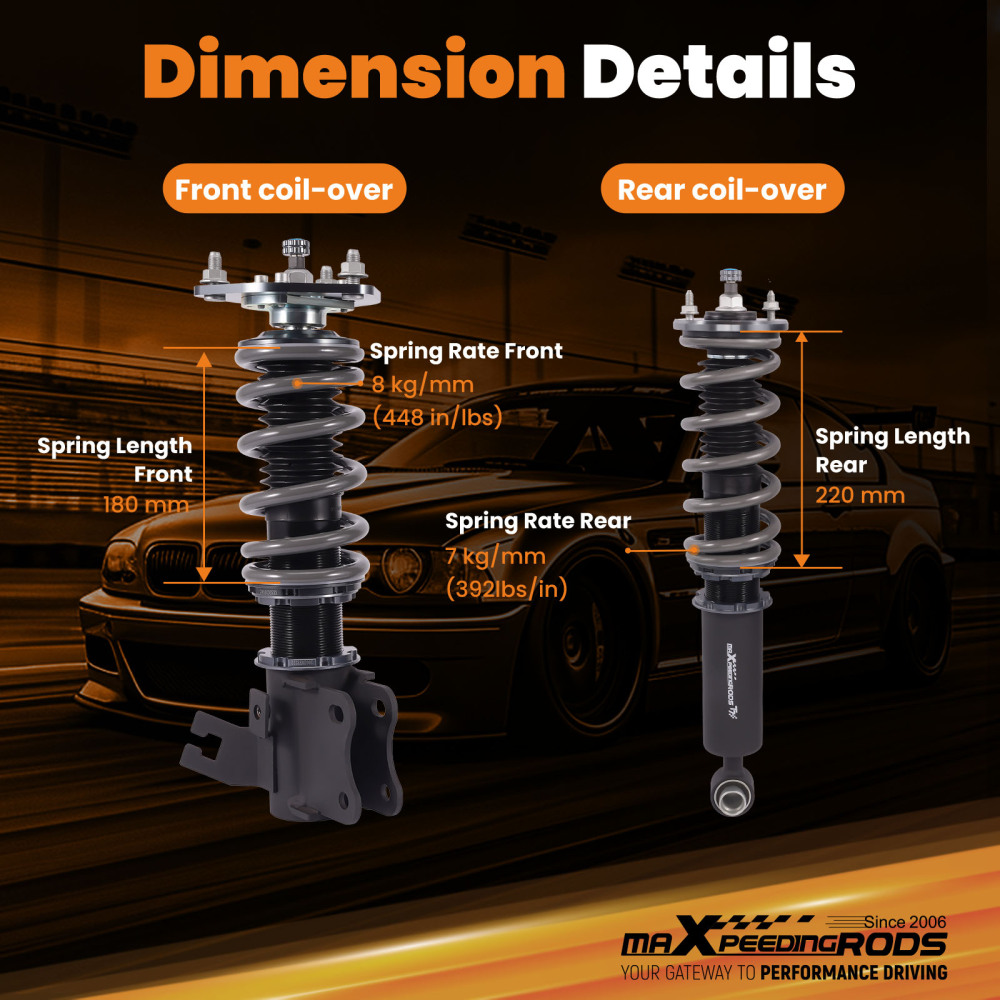 MaXpeedingrods T7 Coilovers 24 Way Damper Adjustable compatible for Nissan 240SX S13 89-94