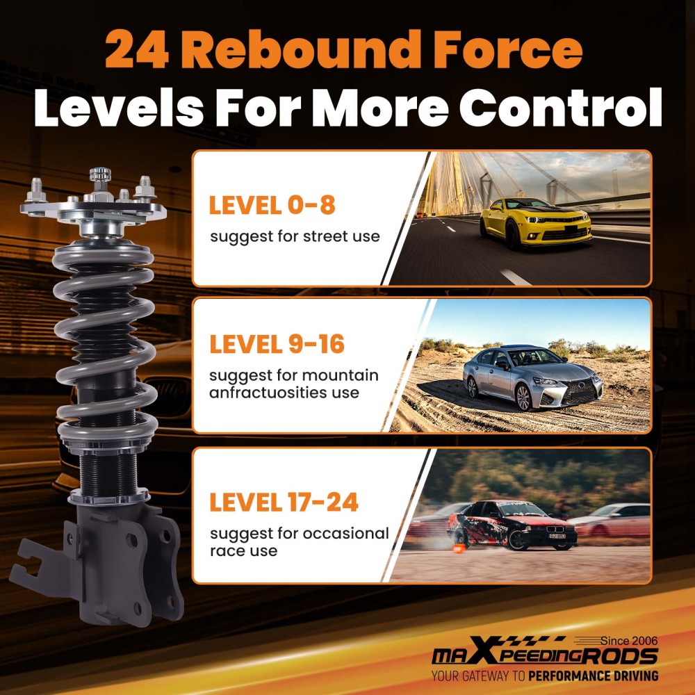 MaXpeedingrods T7 Coilovers 24 Way Damper Adjustable compatible for Nissan 240SX S13 89-94