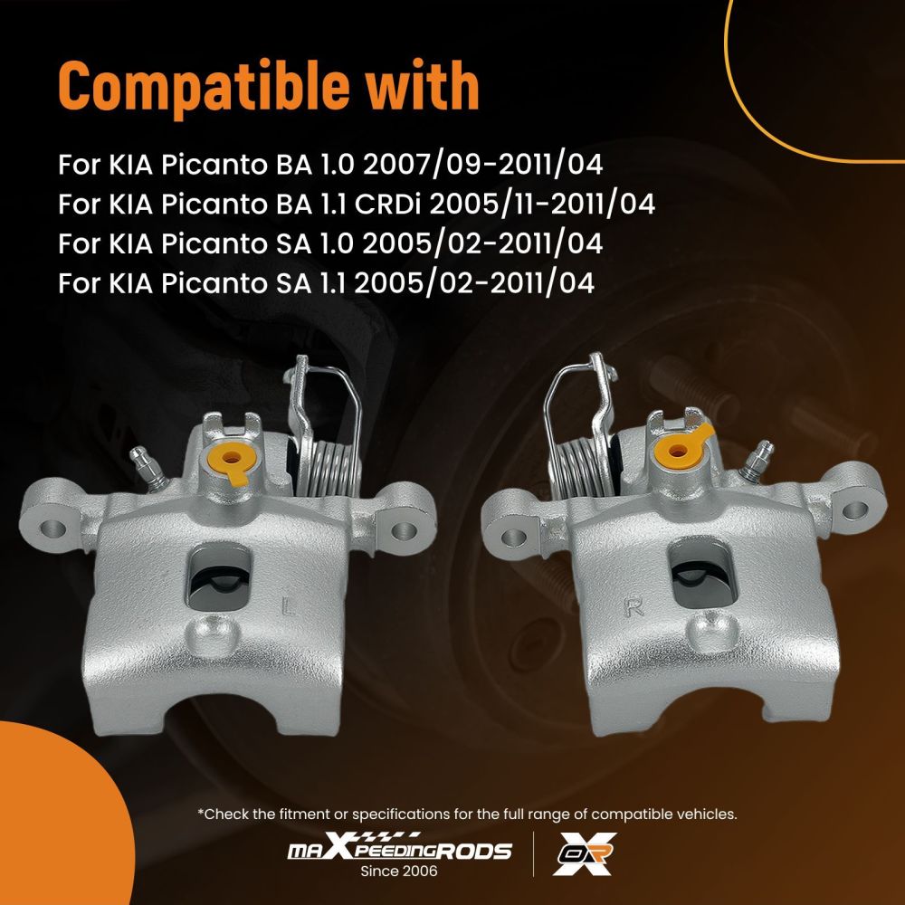 2x Rear Brake Caliper compatible for KIA Picanto BA SA 2005-2011 58310-07320 58360-07320